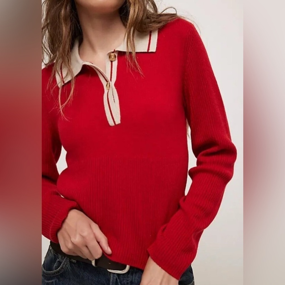 NWT Free People Rudy Cashmere Pullover in Lip Prints - Picture 3 of 7